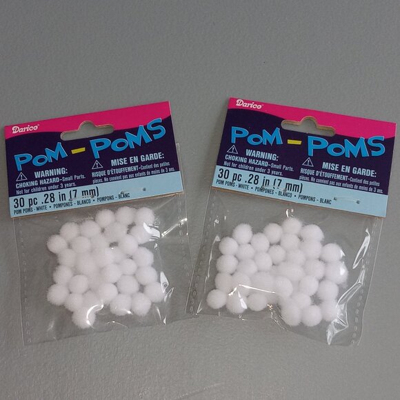🎯 10 for $10 / 2 Packs Darice Miniature White Pom-Poms NIP - Picture 1 of 9